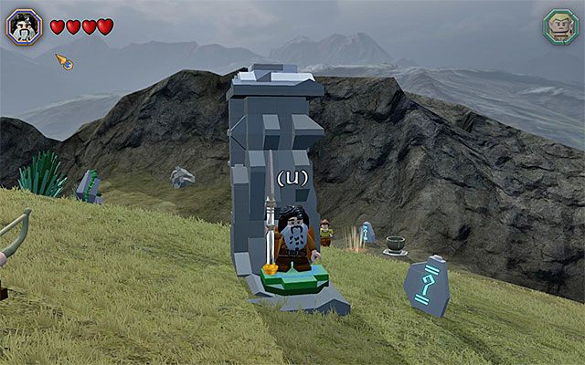 Miejsce, w którym musi ustawić się bohater z podłużną bronią - Odnajdywanie mithrilowych klocków (1-15) - LEGO The Hobbit - poradnik do gry