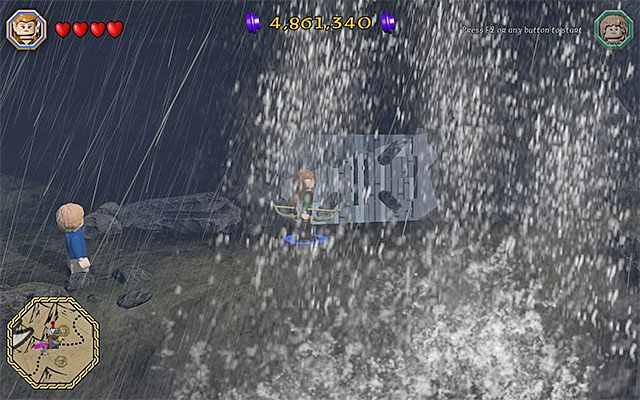 Wejście do jaskini jest ukryte za niewielkim wodospadem - Odnajdywanie mithrilowych klocków (16-30) - LEGO The Hobbit - poradnik do gry