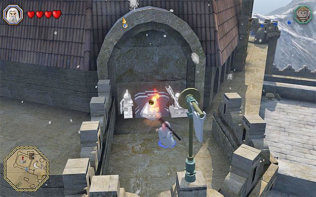 Także i drugi właz jest schowany za posągiem - Odnajdywanie mithrilowych klocków (46-60) - LEGO The Hobbit - poradnik do gry