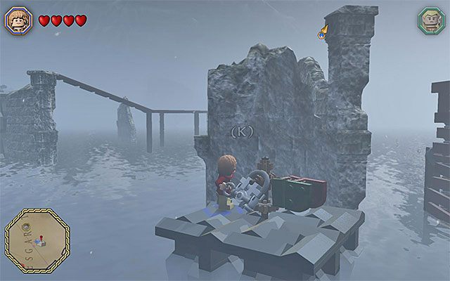 Obrotowy mechanizm stanie się dostepny dopiero po użyciu klucza - Odnajdywanie mithrilowych klocków (61-65) - LEGO The Hobbit - poradnik do gry