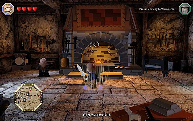 Wchodzenie w interakcję z kuźnią pozwala na tworzenie nowych mithrilowych przedmiotów - Śródziemie - Ważne lokacje - LEGO The Hobbit - poradnik do gry