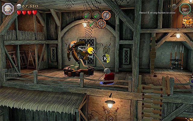 Zbuduj zaczep i użyj na nim cepa - Etap 12 (A Warm Welcome) - Zbrojownia - LEGO The Hobbit - poradnik do gry