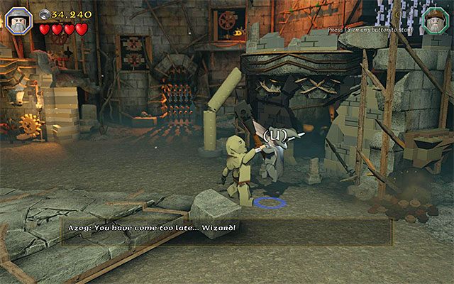 Pozwól na to żeby Azog złapał Gandalfa lub Radagasta - Etap 14 (The Necromancer) - Pojedynek z Azogiem Plugawym - LEGO The Hobbit - poradnik do gry