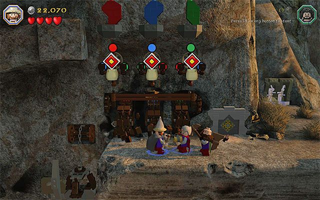 W miejscu tym do rozwiązania jest dość prosta zagadka i do jej zaliczania musi przystąpić Ori (Ori (Lake-town)) - Etap 15 (On the Doorstep) - Wspinaczka - LEGO The Hobbit - poradnik do gry