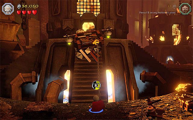 Użyj zaczepu i dokończ budowę płyty tworzenia - Etap 16 (Inside Information) - Pokonanie Smauga - LEGO The Hobbit - poradnik do gry