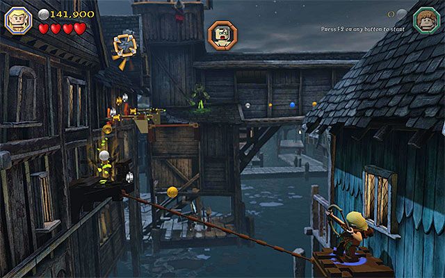 Miejsce użycia łuku po raz drugi - Etap 12 (A Warm Welcome) - LEGO The Hobbit - poradnik do gry