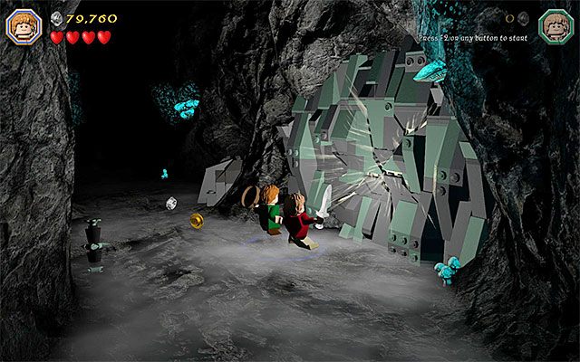 Użyj dwóch bohaterów do zburzenia prawej ściany - Etap 13 (Looking for Proof) - LEGO The Hobbit - poradnik do gry