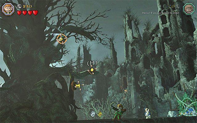 Miejsce, w którym trzeba chwytać się kolejnych drążków - Etap 14 (The Necromancer) - LEGO The Hobbit - poradnik do gry