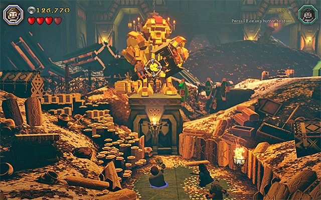 Użyj broni Doriego do przewrócenia posągu - Etap 1 (Greatest Kingdom in Middle-Earth) - Atak Smauga - LEGO The Hobbit - poradnik do gry