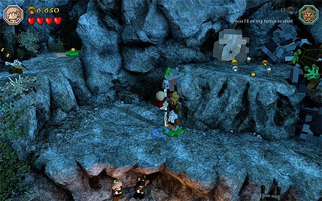 Utwórz wieżę z Noriego i Óina i dopiero wtedy wdrap się na te postacie grając Bilbo - Etap 3 (Azog the Defiler) - Obozowisko - LEGO The Hobbit - poradnik do gry