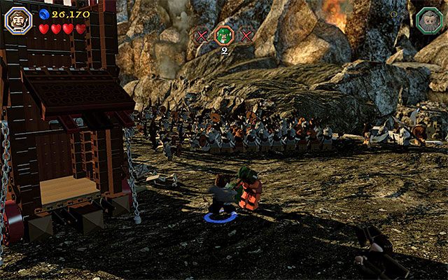 Eliminuj łuczników w walce wręcz i nie pozwalaj im na stosowanie ataków dystansowych - Etap 3 (Azog the Defiler) - Bitwa z orkami - LEGO The Hobbit - poradnik do gry