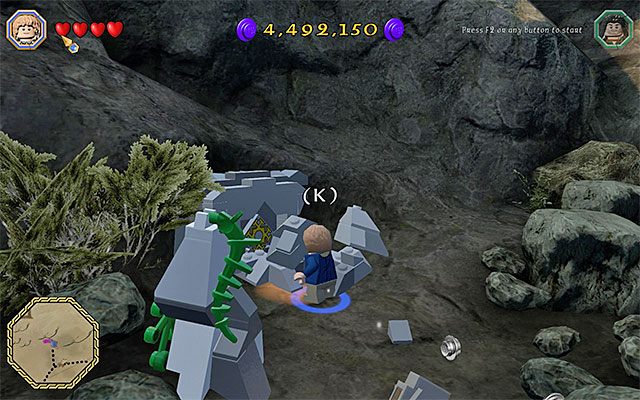 Do ostatniej kozy prowadzi schowany za skałami właz - Białe pytajniki - opisy przejścia zadań (1-20) - LEGO The Hobbit - poradnik do gry