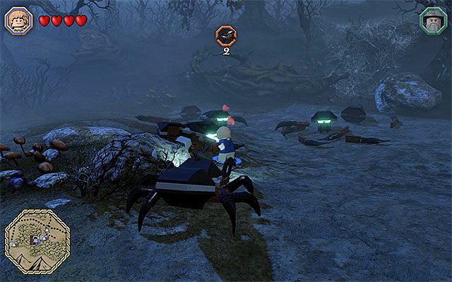 Ogromny pająk nie wznowi pojedynku do momentu zlikwidowania słabszych potworów - Białe pytajniki - opisy przejścia zadań (101-105) - LEGO The Hobbit - poradnik do gry