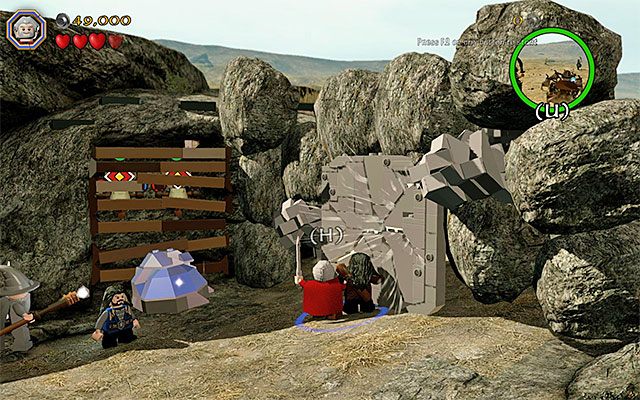 Do zniszczenia ściany wymagana jest akcja zespołowa - Etap 5 (The Troll Hoard) - Spotkanie z orkami - LEGO The Hobbit - poradnik do gry