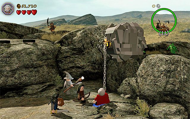 Musisz zbudować zaczep z klocków i się go złapać - Etap 5 (The Troll Hoard) - Spotkanie z orkami - LEGO The Hobbit - poradnik do gry