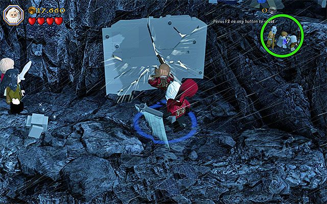 Miejsce zniszczenia popękanej ściany - Etap 6 (Over Hill and Under Hill) - Przeprawa przez przełęcz - LEGO The Hobbit - poradnik do gry