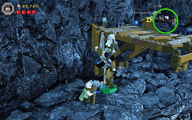 Wespnij się po sojusznikach i użyj pokrętła - Etap 6 (Over Hill and Under Hill) - Przeprawa przez przełęcz - LEGO The Hobbit - poradnik do gry