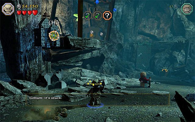 Zrzuć skrzynię i zbuduj właz dla Bilbo - Etap 7 (Goblin-town) - Zagadki Golluma - LEGO The Hobbit - poradnik do gry