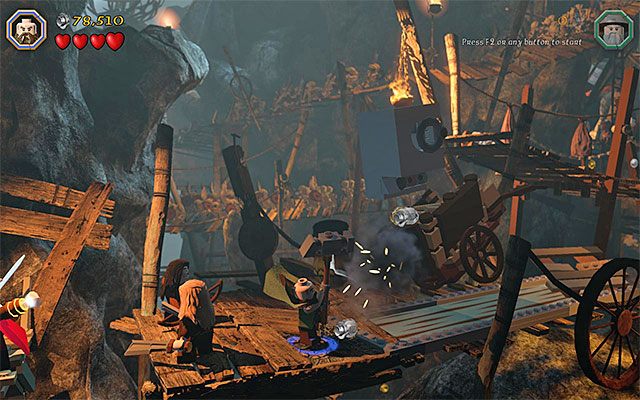Użyj młota na przeszkodzie - Etap 7 (Goblin-town) - Ucieczka z Miasta Goblinów - LEGO The Hobbit - poradnik do gry