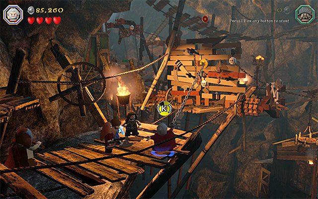 Złap się zaczepu i opuść most - Etap 7 (Goblin-town) - Ucieczka z Miasta Goblinów - LEGO The Hobbit - poradnik do gry