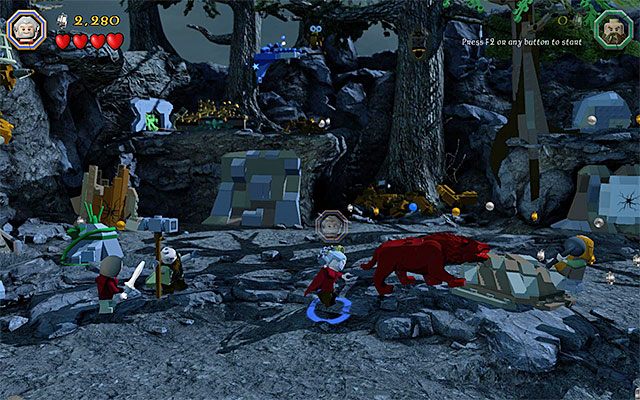 Wyprowadzaj standardowe ataki wymierzane w wilki, nie dając się im ugryźć - Etap 8 (Out of the Frying Pan...) - Ucieczka przed orkami - LEGO The Hobbit - poradnik do gry