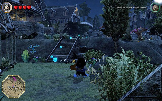 Po zaliczeniu danej głównej misji musisz dotrzeć do miejsca rozpoczęcia kolejnej i drogę do niej wskazują błękitne ćwieki - Główny wątek fabularny - LEGO The Hobbit - poradnik do gry