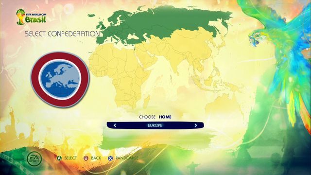 W pierwszym ekranie dokonujemy wyboru federacji - w naszym wypadku jest to Europa - Road to the FIFA World Cup | Jak awansować i zagrać na Mistrzostwach Świata reprezentacją Polski? - 2014 FIFA World Cup Brazil - poradnik do gry
