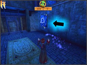 (SEKRET 5/7) W nowym pomieszczeniu ogłusz wróżkę i po prawej - we wskazanym miejscu - użyj zaklęcia na ścianie - Sala Treningowa Skurge | Nauka Skurge w Harry Potter i Komnata Tajemnic - Harry Potter i Komnata Tajemnic - poradnik do gry