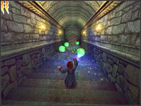 Wskocz na schody, ogłusz wróżkę i rozwalając ektoplazmę, zbiegnij na dół - Lochy | Nauka Skurge w Harry Potter i Komnata Tajemnic - Harry Potter i Komnata Tajemnic - poradnik do gry