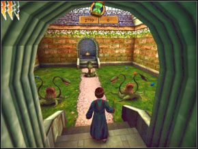 Wybiegnij na świeże powietrze, pokonaj trzy łażące roślinki i wbiegnij do korytarza - Sala Treningowa Diffindo | Nauka Diffindo w Harry Potter i Komnata Tajemnic - Harry Potter i Komnata Tajemnic - poradnik do gry