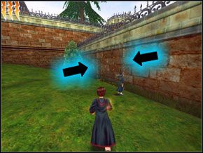 (SEKRET 2/8) Pobiegnij na schody, potem w prawo i do przeciwległego muru po prawej - Dziedziniec | Nauka Diffindo w Harry Potter i Komnata Tajemnic - Harry Potter i Komnata Tajemnic - poradnik do gry
