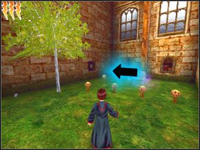 Wejdź na górę, omiń schody i wyjdź na mały dziedziniec - Śladem Goylea | Dom Ślizgonów w Harry Potter i Komnata Tajemnic - Harry Potter i Komnata Tajemnic - poradnik do gry