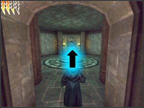 Biegnij przed siebie do okrągłej sali, gdzie stań na środku - Dom Ślizgonów w Harry Potter i Komnata Tajemnic - Harry Potter i Komnata Tajemnic - poradnik do gry