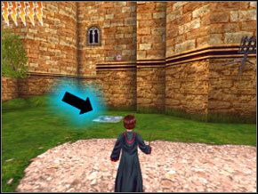 (SEKRET 7/8) Popatrz na wejście do Hogwartu - po lewej masz pole od Spongify, dzięki któremu wskoczysz na mur - Ceremonia | Nauka Spongify w Harry Potter i Komnata Tajemnic - Harry Potter i Komnata Tajemnic - poradnik do gry