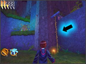 Strzel we wskazaną linę, a będziesz mógł po opuszczonych półkach wskoczyć - Zakazany Las | Komnata Tajemnic w Harry Potter i Komnata Tajemnic - Harry Potter i Komnata Tajemnic - poradnik do gry