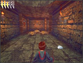 Naciśnij przycisk ze znakiem Flipendo, biegnij dalej, usuń pajęczynę, pokonaj pająki w korytarzu i skręć w prawo - Komnata Tajemnic - I | Komnata Tajemnic w Harry Potter i Komnata Tajemnic - Harry Potter i Komnata Tajemnic - poradnik do gry