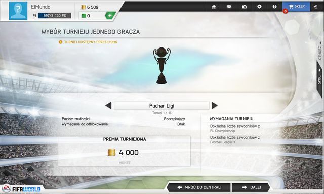 Puchar Ligi to jeden z kilku dostępnych turniejów. - Moduły zabawy - FIFA Ultimate Team - FIFA World - poradnik do gry
