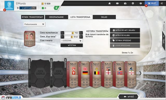 W panelu listy transferowej możemy ostatecznie zdecydować o losie zawodnika. - Zarządzanie klubem - FIFA Ultimate Team - FIFA World - poradnik do gry