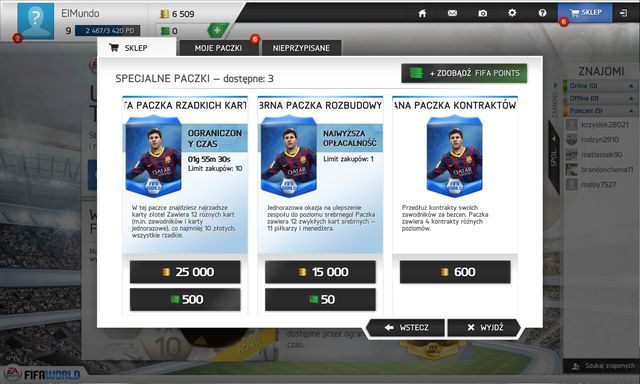 Karty możemy nabyć z poziomu sklepu lub na rynku transferowym. - Paczki kart FIFA Ultimate Team - FIFA World - poradnik do gry