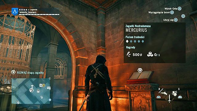 Pierwszą Zagadkę Nostradamusa znajdziesz w podziemiach Cafe Theatre, obok zbroi Thomasa de Carneillona - Zadania poboczne | Ile Saint-Louis - mapa w AC Unity - Assassins Creed: Unity - poradnik do gry