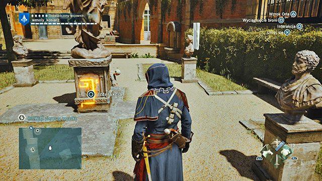 Pierwszą odpowiedź znajdziesz w pobliskim ogrodzie, na podstawie centralnego posągu - Zadania poboczne | Arsenal - mapa w AC Unity - Assassins Creed: Unity - poradnik do gry
