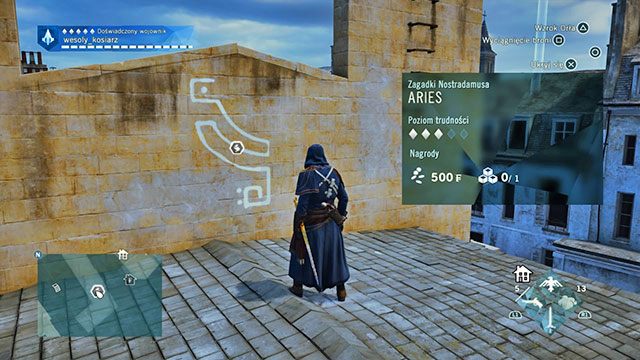 Symbol znajdziesz na dachu, na trójkątnej ścianie między dwoma drabinami - Zadania poboczne | Tuileries - mapa w AC Unity - Assassins Creed: Unity - poradnik do gry