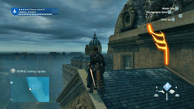 Czwarta odpowiedź znajduje się na dachu Akademii Wojskowej, nad wejściem, na ścianie, od strony Pola Marsowego - Zadania poboczne | Invalides - mapa w AC Unity - Assassins Creed: Unity - poradnik do gry