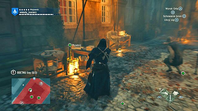 Tuż po scence otrzymasz zadanie odcięcia trzech lin blokujących balon - 03 - Ucieczka | Solucja AC Unity - Assassins Creed: Unity - poradnik do gry