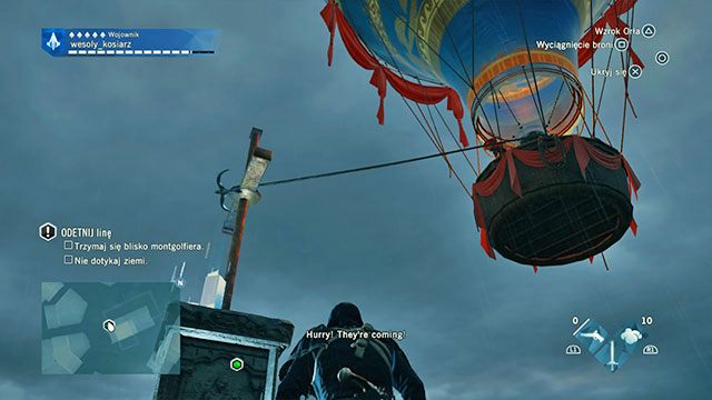 Wdrap się na wskazane miejsce, by uwolnić balon. - 03 - Ucieczka | Solucja AC Unity - Assassins Creed: Unity - poradnik do gry