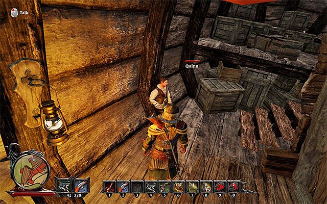 Quinn za dnia przebywa we wraku okrętu, a w nocy stoi przy tarczy do rzucania - Shattered Inheritance (Rozbity spadek) | Poboczne zadania - Kila | Risen 3 - Risen 3: Władcy Tytanów - poradnik do gry