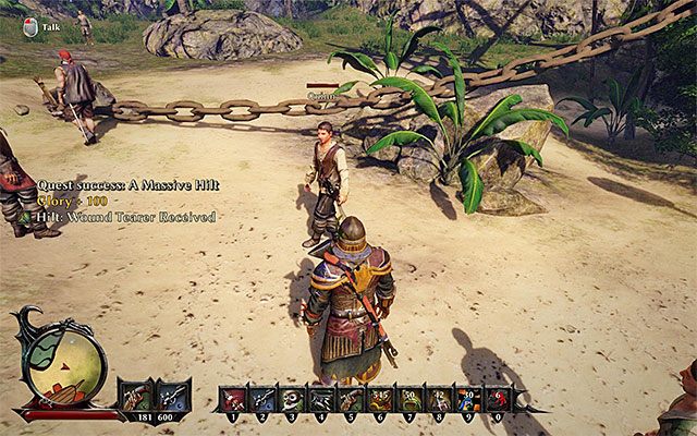 Rękojeść jest w posiadaniu Quinna - Re-Forge Wound Tearer (Wykuj ponownie miecz Rozdzieracz Ran) | Zadania związane z broniami (Weapons) - Risen 3: Władcy Tytanów - poradnik do gry