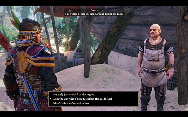 Booze stoi przy wraku statku - Boozes Befuddled Mind (Zamroczony umysł Boozea) | Poboczne zadania - Kila - Risen 3: Władcy Tytanów - poradnik do gry