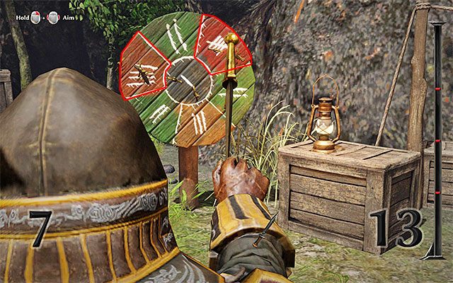 Pierwsza z dostępnych mini-gier dotyczy rzucania nożami do tarczy - Mini-gry w Risen 3 Władcy Tytanów | Opis mechanik rozgrywki - Risen 3: Władcy Tytanów - poradnik do gry