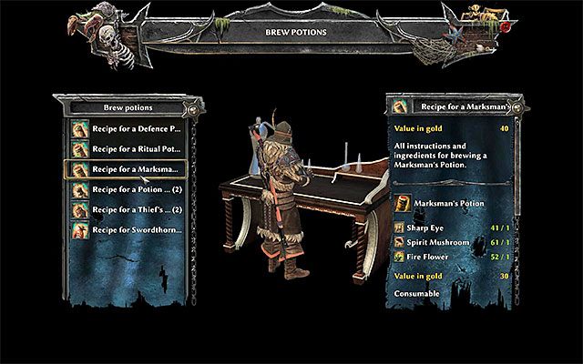 Okno warzenia mikstur - Crafting w Risen 3 Władcy Tytanów | Opis mechanik rozgrywki - Risen 3: Władcy Tytanów - poradnik do gry